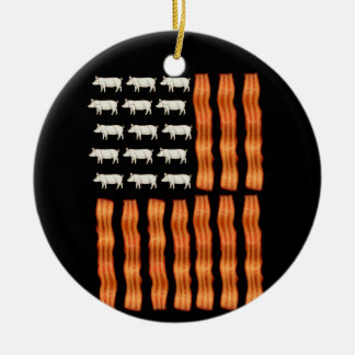 USA Bacon Flag Pig Vintage Ceramic Ornament