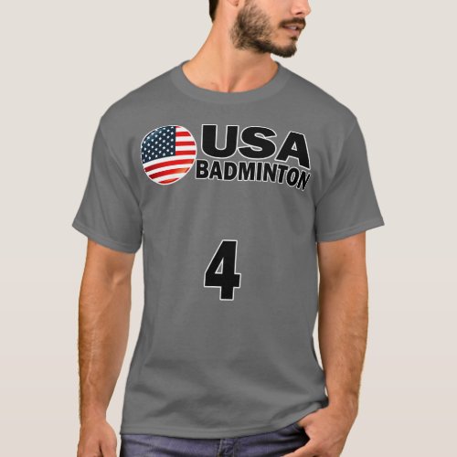 USA Badminton Number 4 Tshirt Design