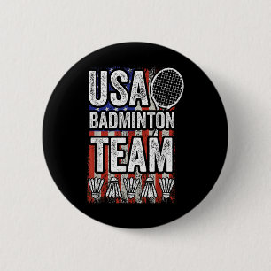 Usa Badminton Team American Flag Funny Badminton F Button