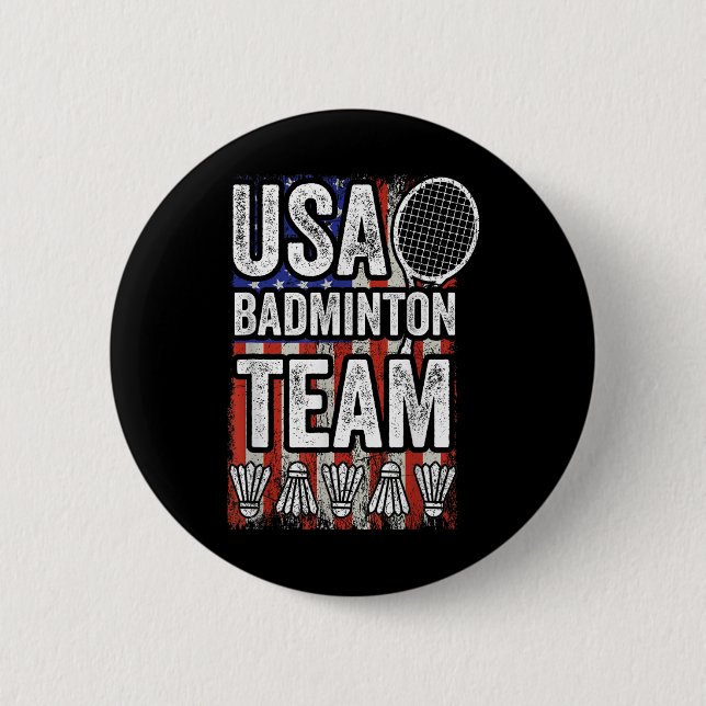 Usa Badminton Team American Flag Funny Badminton F Button (Front)