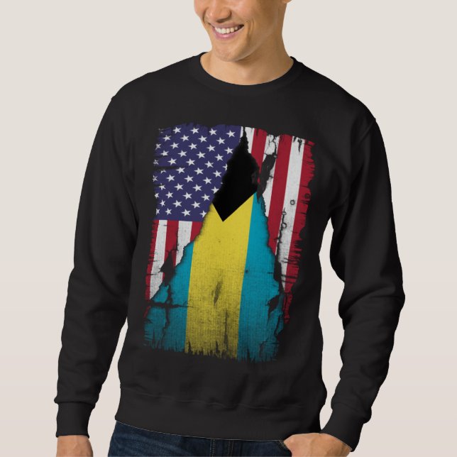 USA Bahamas Flag Distressed Bahamian Pride Sweatshirt (Front)