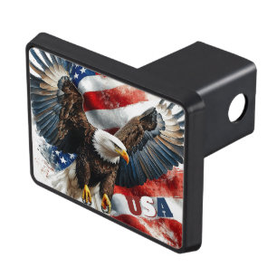 USA Bald Eagle Patriotic Art – Bold American Flag Hitch Cover