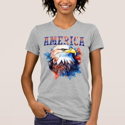 USA_Bald Eagle_Proud Patriotic American US Flag T_Shirt