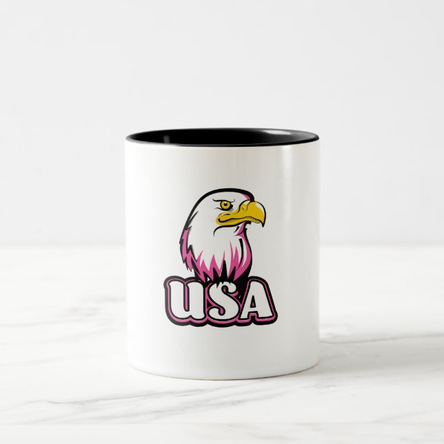 USA Bald Eagle Two-Tone Coffee Mug (Center)