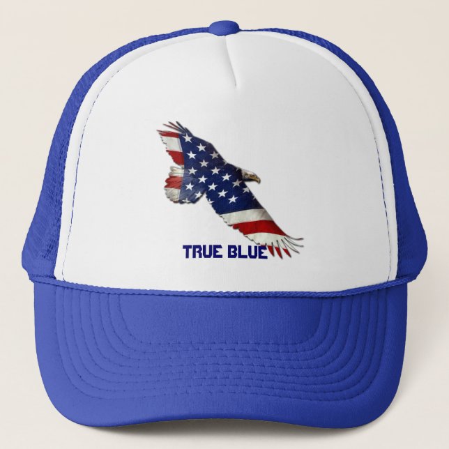 USA Bald Eagle & US Flag True Blue Cap (Front)