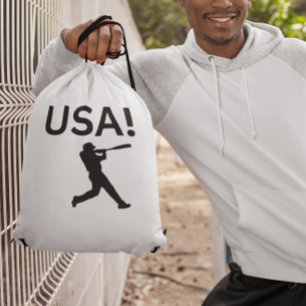 USA baseball player using dot as a ball Drawstring Bag