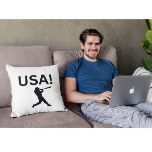 USA baseball player using dot as a ball Throw Pillow