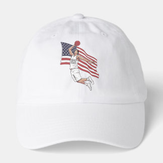 USA Basketball Slam Dunk American Flag Color Art Hat