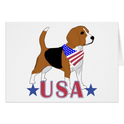 USA Beagle All American Dog Patriotic Note Card (Front Horizontal)