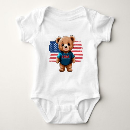 USA bear design Baby Bodysuit