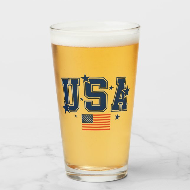 USA Beer Glass (Front Filled)