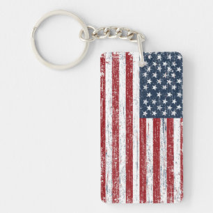 USA Birthday America 1776 to 2026 Flag Patriotic Keychain