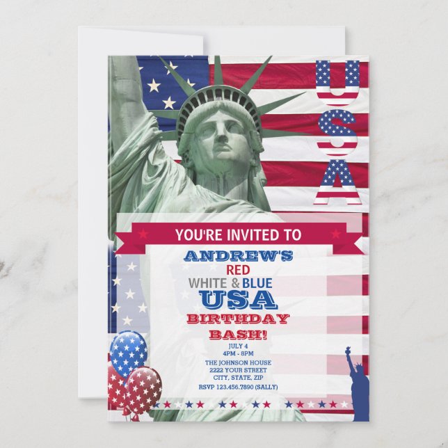 USA Birthday Invitation (Front)