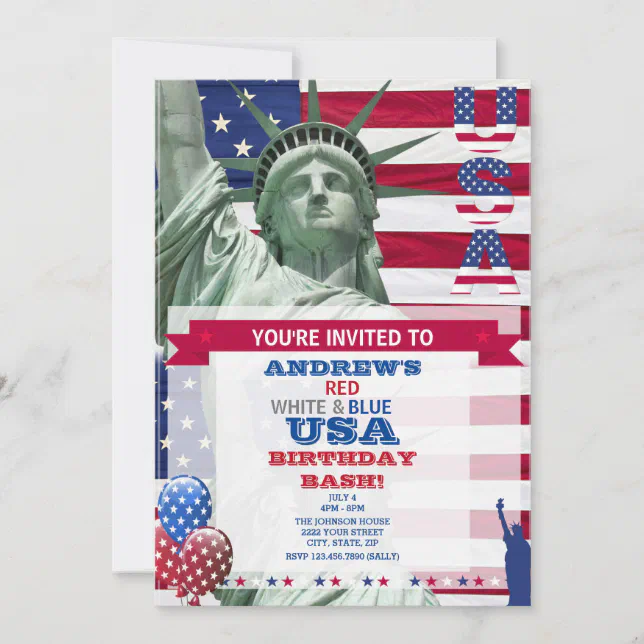 USA Birthday Invitation Zazzle