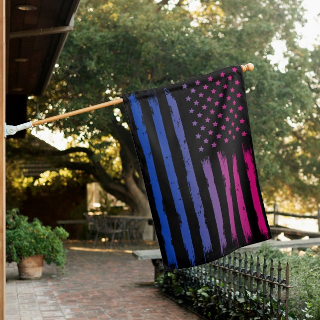 USA Bisexual Pride Patriotic House Flag (In SItu)