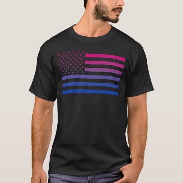 USA Bisexual Pride Patriotic T-Shirt (Front)