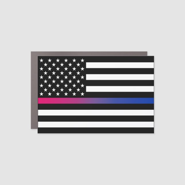 USA Bisexual Pride Thin Line Car Magnet (Front)