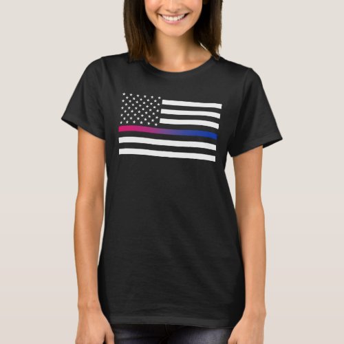 USA Bisexual Pride Thin Line T_Shirt