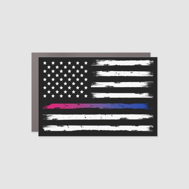 USA Bisexual Pride Thin Line Vintage Car Magnet (Front)