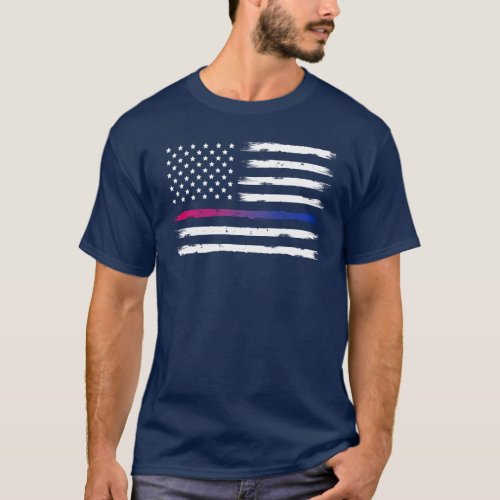 USA Bisexual Pride Thin Line Vintage T_Shirt