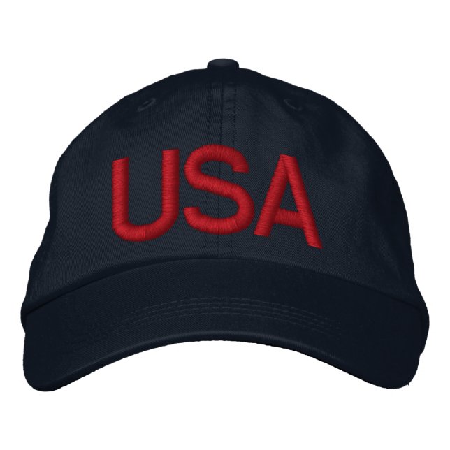 USA Blue Embroidered Hat - Customized (Front)