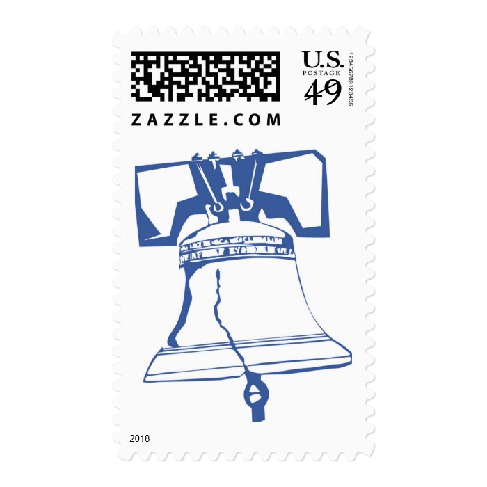 USA Blue Liberty Bell Postage Stamp