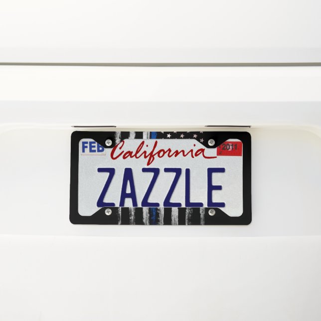 USA Blue line License Plate Frame (On Car)