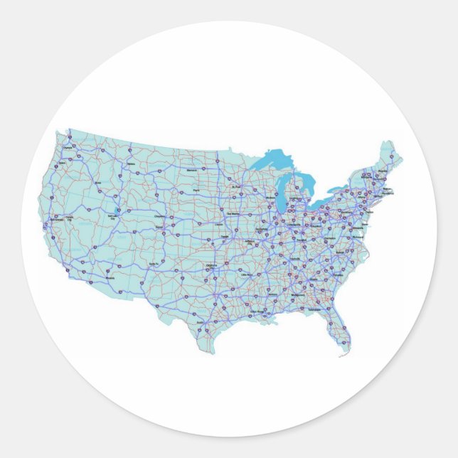 USA  Blue Map Sticker (Front)