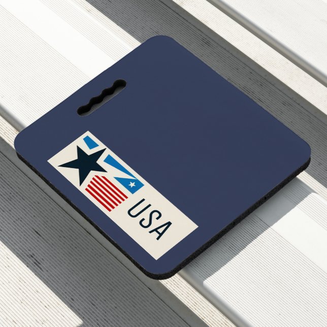 USA Blue Navy Stars Stripes Stadium  Seat Cushion (In Situ)