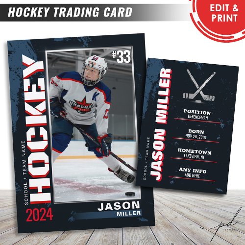 USA Blue Red Hockey Trading Card Hockey Gifts