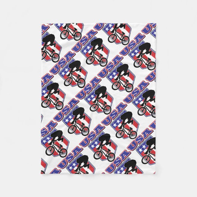USA-BMX Biker Fleece Blanket (Front)