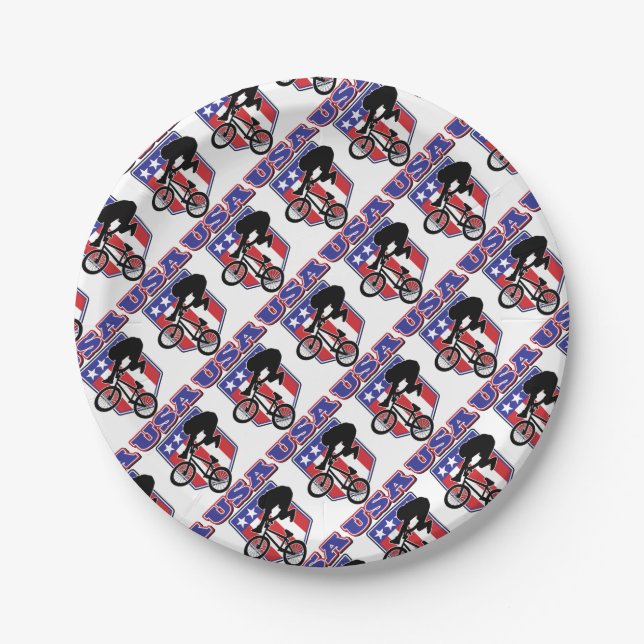 USA-BMX Biker Paper Plates (Front)