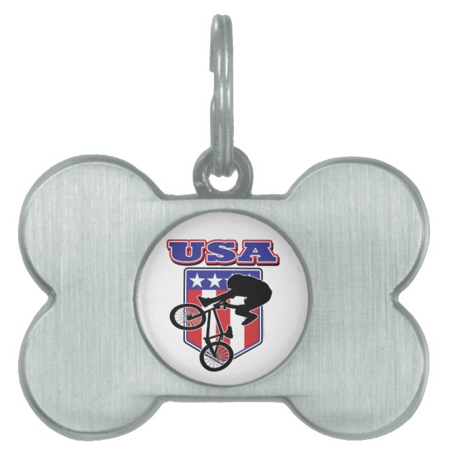 USA BMX Biker Pet Name Tag (Front)