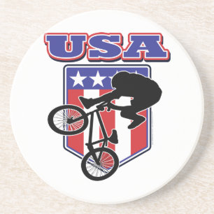 USA BMX Biker Sandstone Coaster