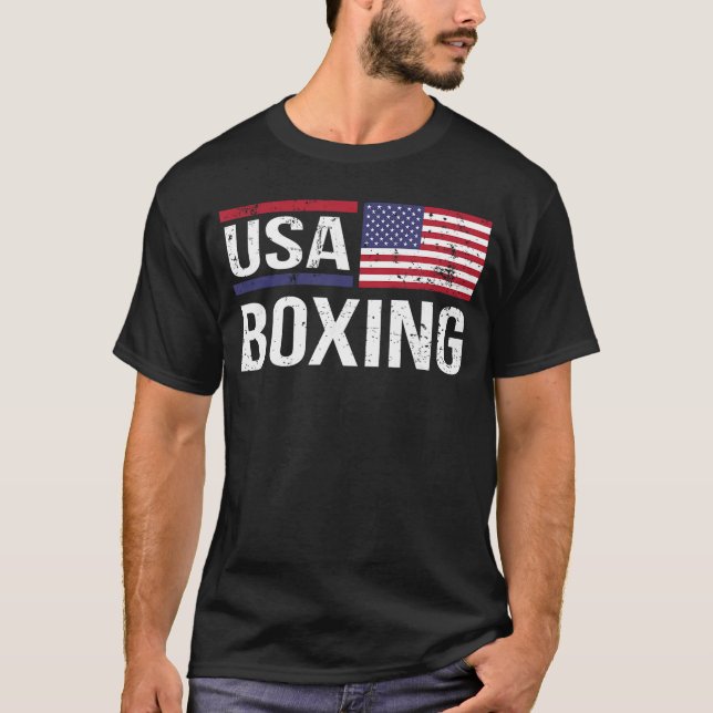 USA Boing American Flag Gym Sparringraining Amateu T-Shirt (Front)