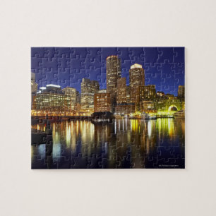 USA, Boston, city skyline at night (long Jigsaw Puzzle