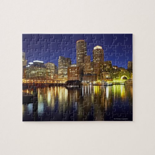 USA Boston city skyline at night long Jigsaw Puzzle