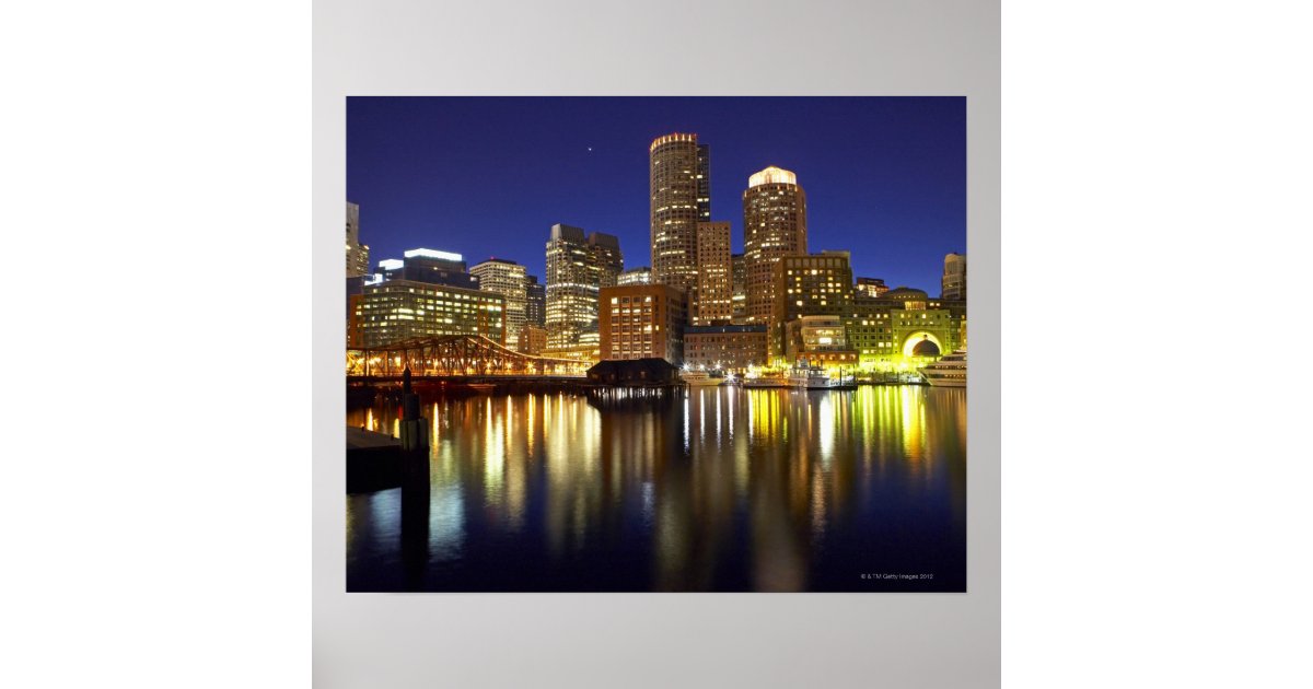 USA, Boston, city skyline at night (long Poster | Zazzle