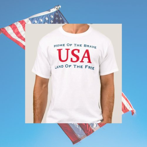 USA Brave And Free Patriotic  T_Shirt