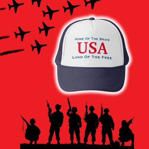 USA Brave And Free Patriotic Trucker Hat
