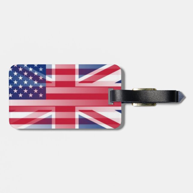 USA BRITISH FLAG LUGGAGE TAG (Back Horizontal)