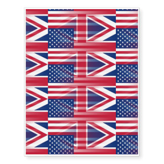 USA BRITISH FLAG TEMPORARY TATTOOS