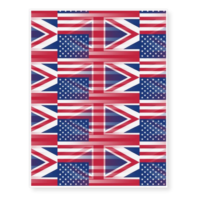 USA BRITISH FLAG TEMPORARY TATTOOS (Front)
