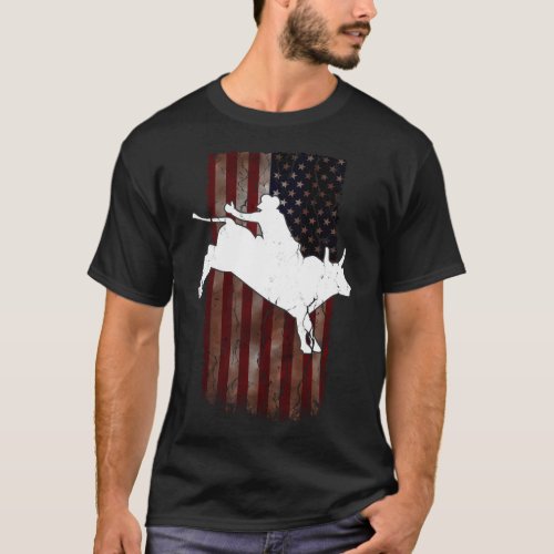 Usa Bull Rider America Cow Cow Rodeo T_Shirt