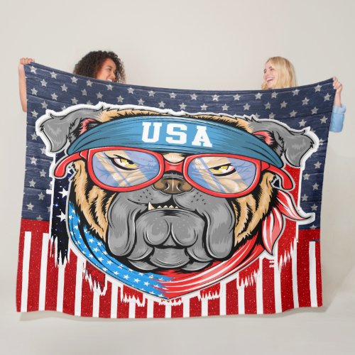 USA Bulldog Fleece Blanket