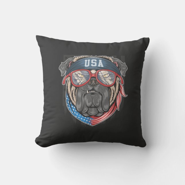 USA Bulldog   Throw Pillow (Front)