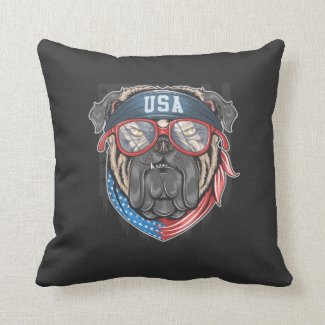 USA Bulldog   Throw Pillow