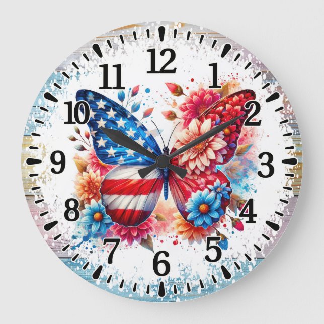 USA Butterfly Large Clock (Front)