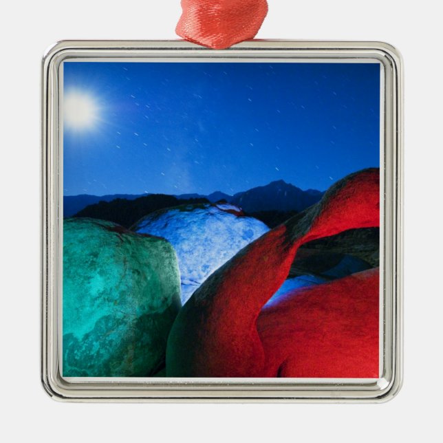 USA, California, Alabama Hills, Night photo of Metal Ornament (Front)