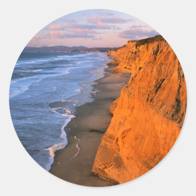 USA, California, Cliffs At Pescadero State Beach Classic Round Sticker (Front)